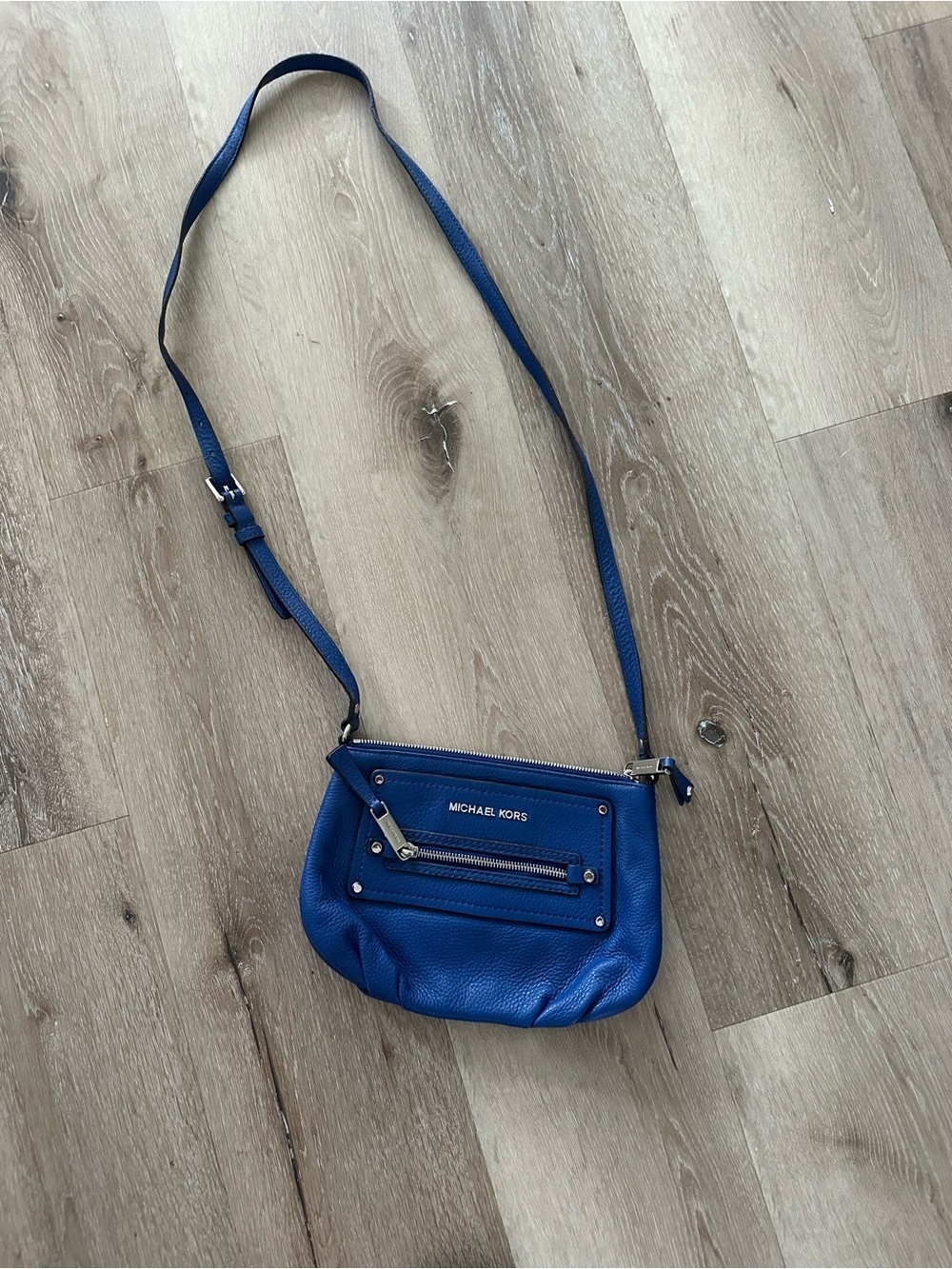 Michael Kors Electric Blue Pebbled Leather Crossbody Bag